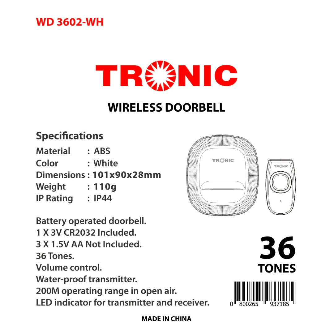 Wireless Doorbell WD 3602-WH 2